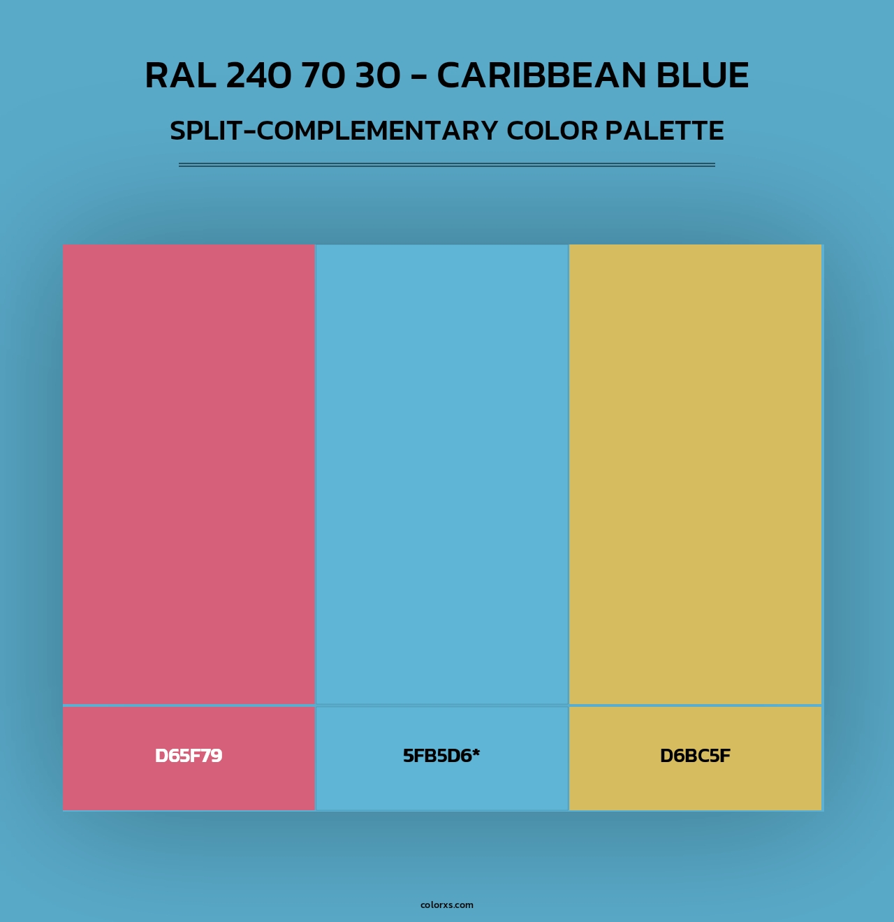RAL 240 70 30 - Caribbean Blue - Split-Complementary Color Palette