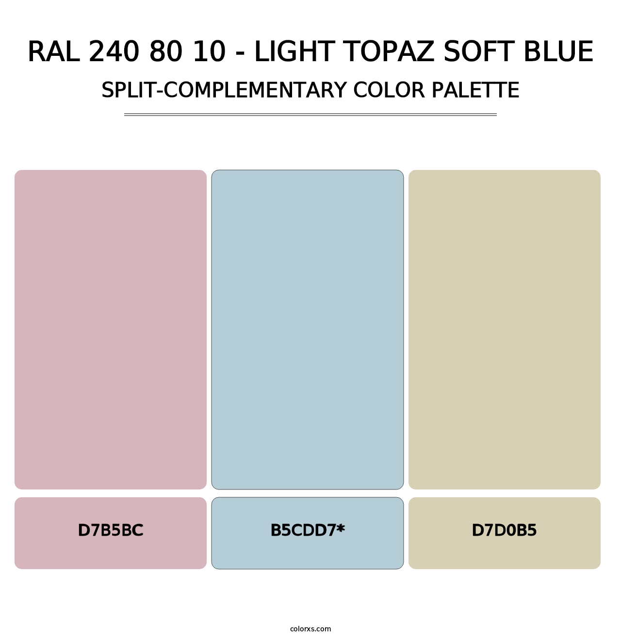 RAL 240 80 10 - Light Topaz Soft Blue - Split-Complementary Color Palette