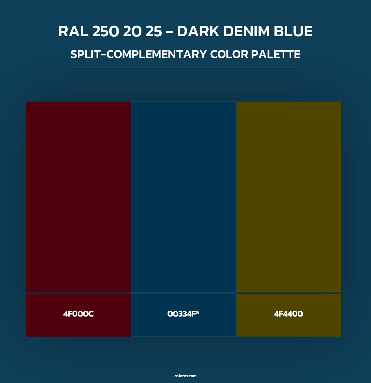 RAL 250 20 25 - Dark Denim Blue - Split-Complementary Color Palette
