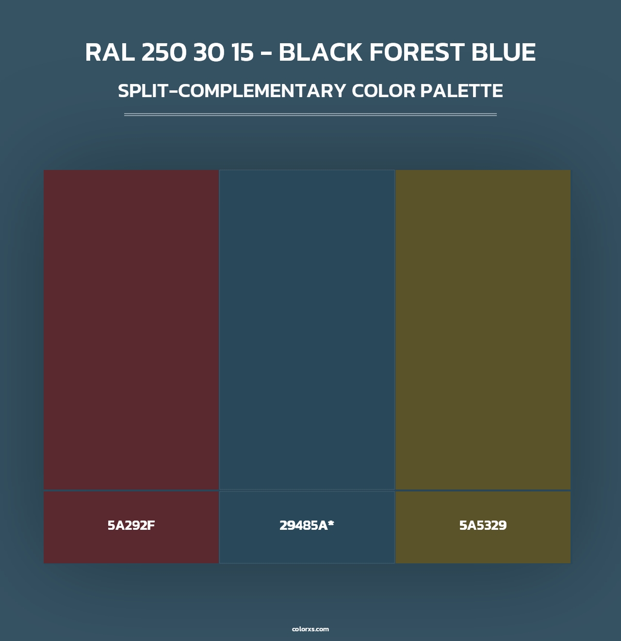 RAL 250 30 15 - Black Forest Blue - Split-Complementary Color Palette