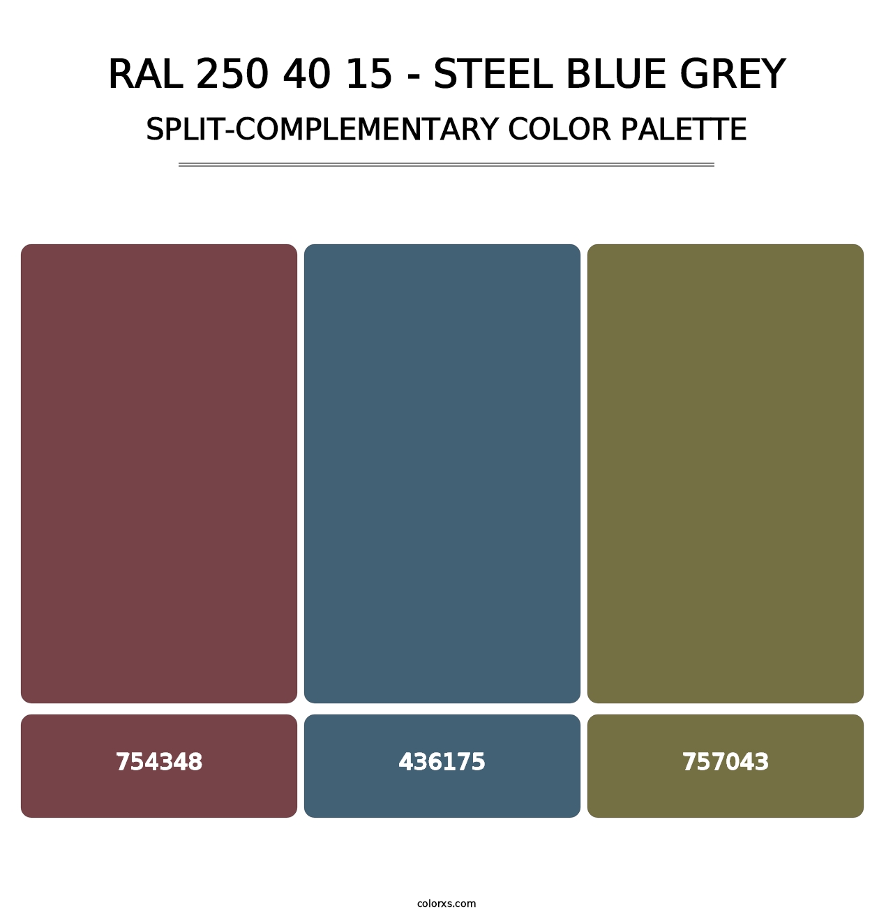 RAL 250 40 15 - Steel Blue Grey - Split-Complementary Color Palette