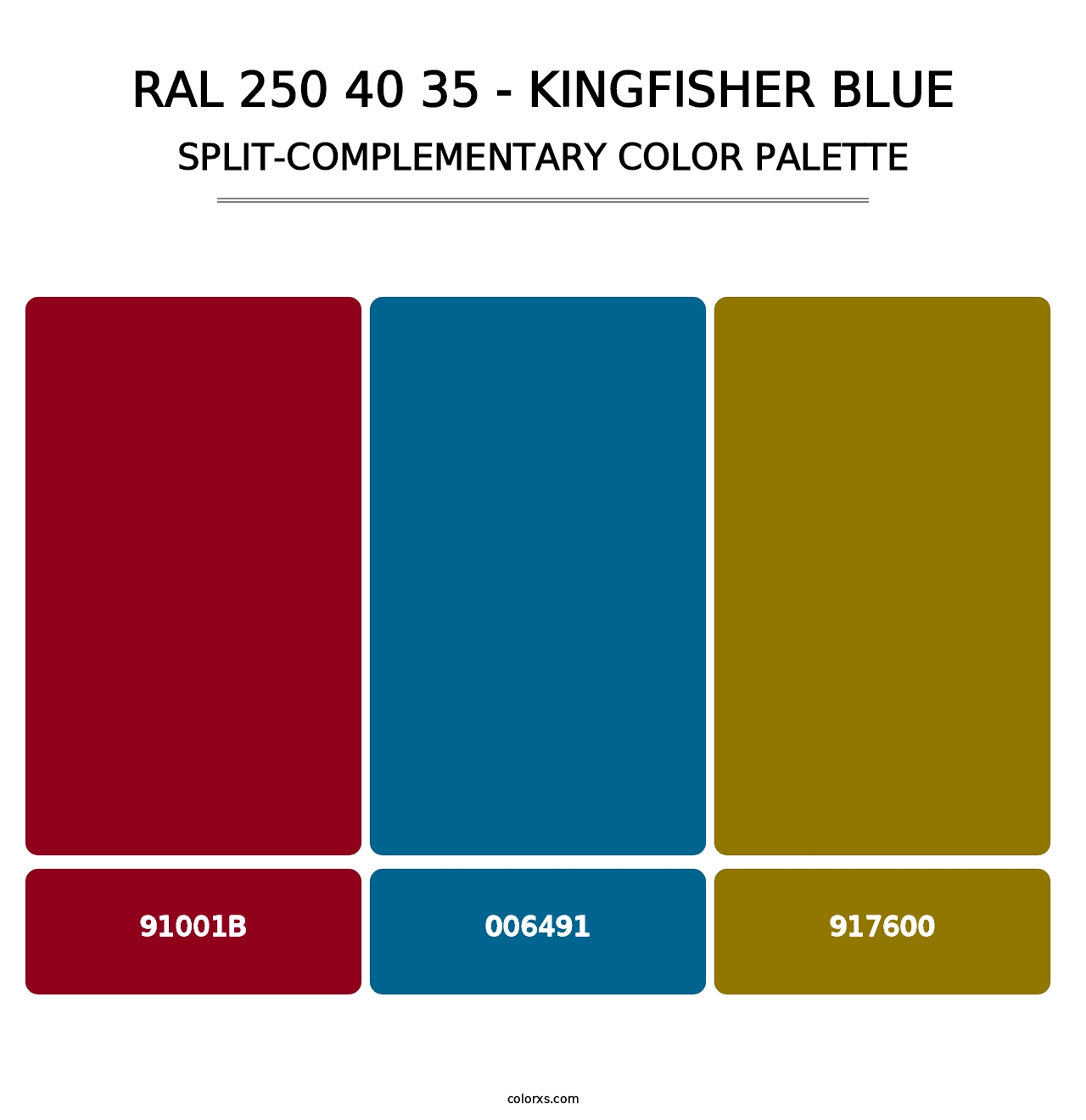 RAL 250 40 35 - Kingfisher Blue - Split-Complementary Color Palette