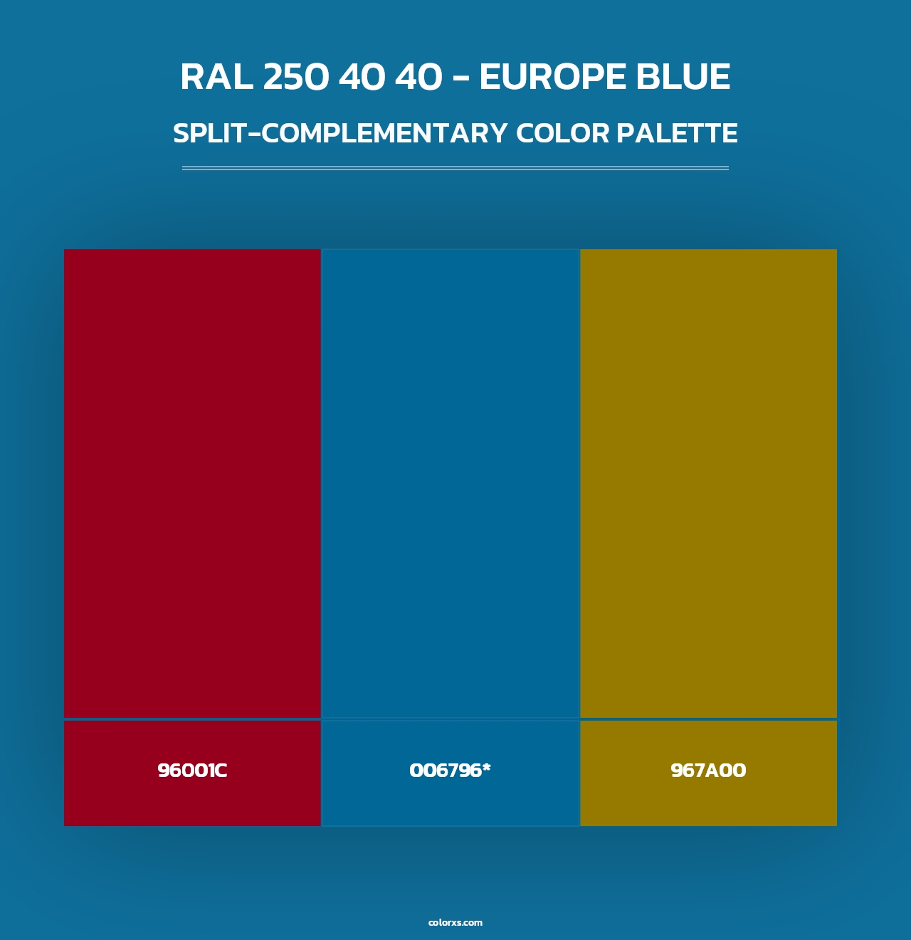 RAL 250 40 40 - Europe Blue - Split-Complementary Color Palette