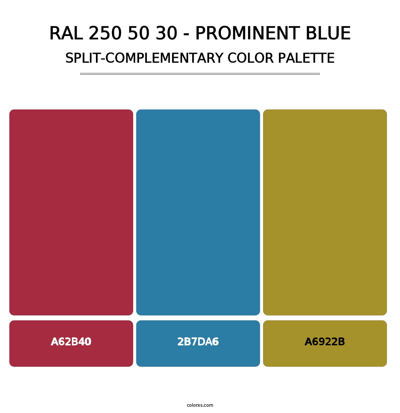 RAL 250 50 30 - Prominent Blue - Split-Complementary Color Palette