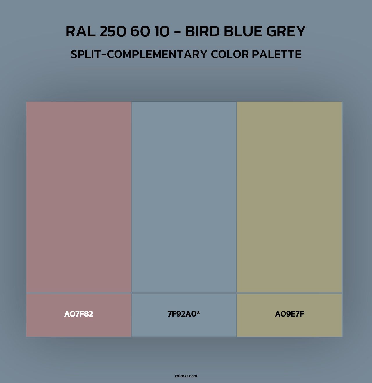 RAL 250 60 10 - Bird Blue Grey - Split-Complementary Color Palette