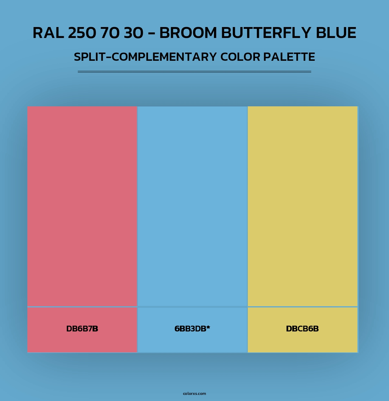 RAL 250 70 30 - Broom Butterfly Blue - Split-Complementary Color Palette