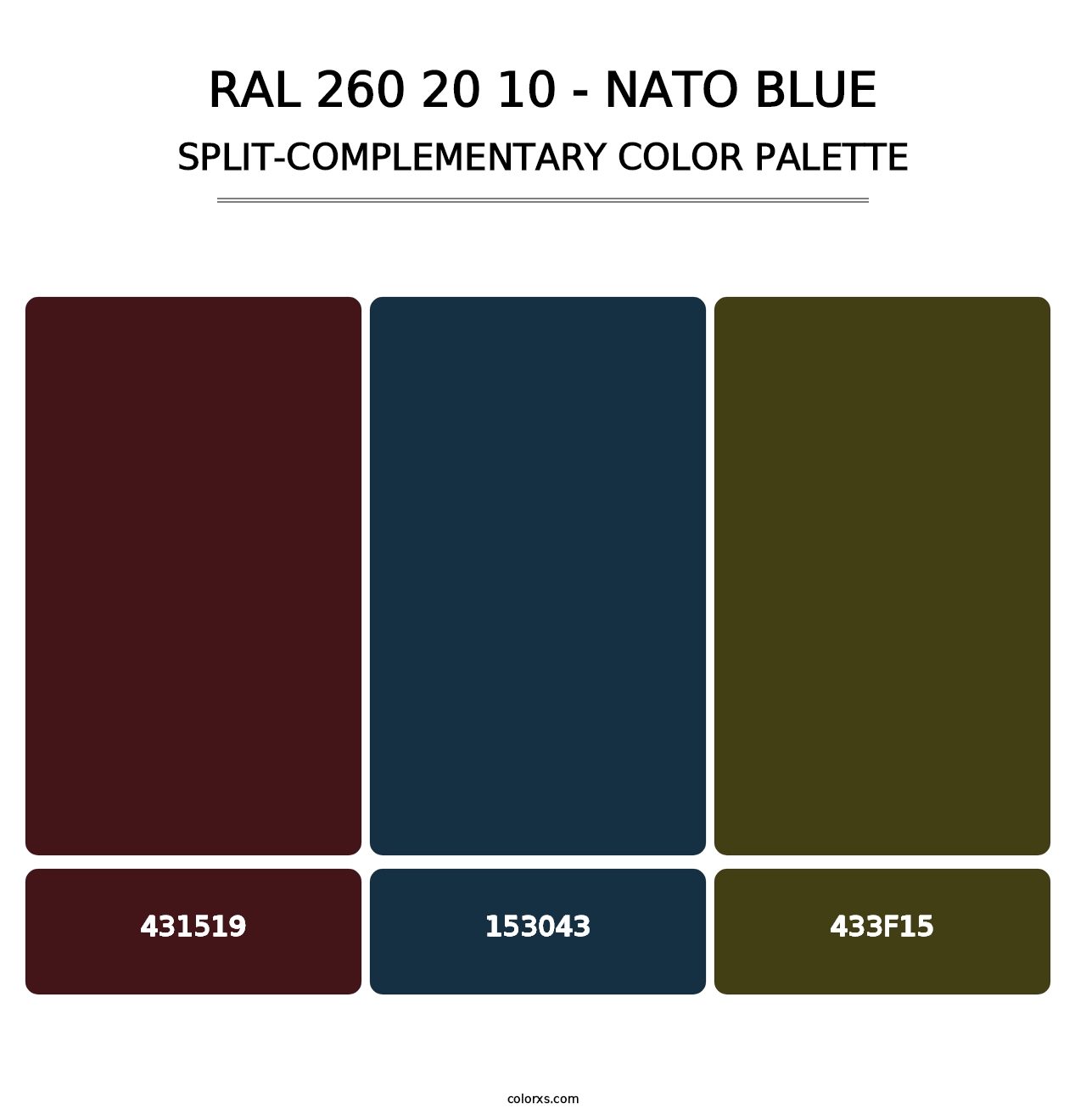 RAL 260 20 10 - Nato Blue - Split-Complementary Color Palette