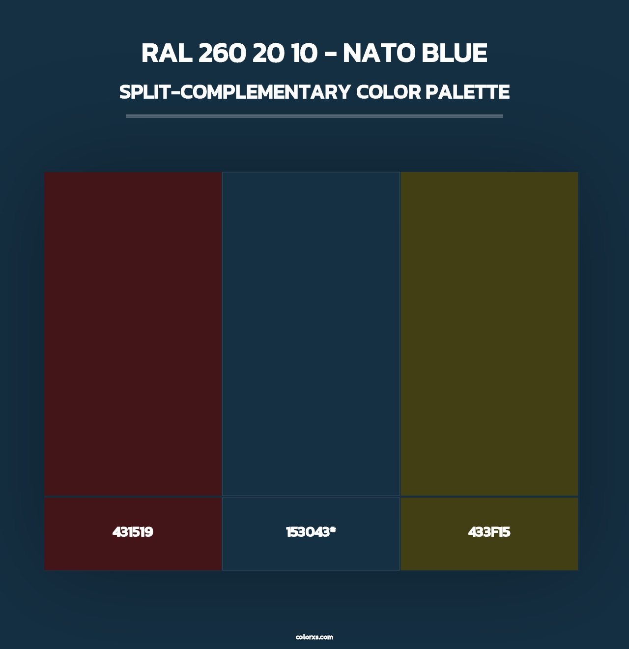 RAL 260 20 10 - Nato Blue - Split-Complementary Color Palette