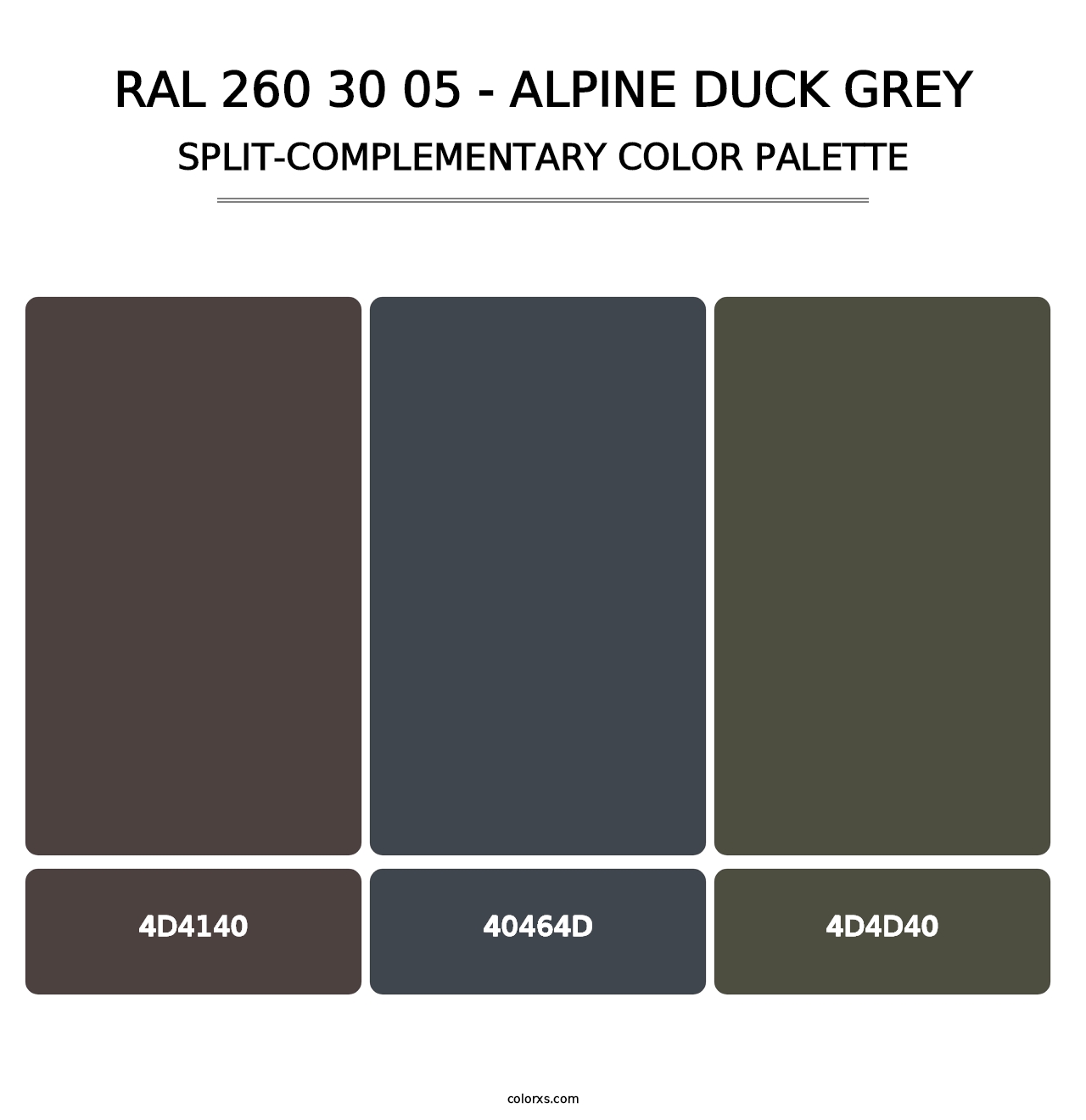 RAL 260 30 05 - Alpine Duck Grey - Split-Complementary Color Palette