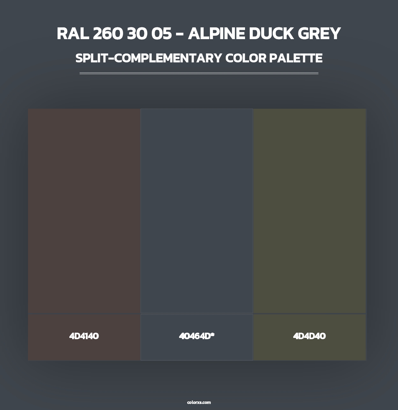 RAL 260 30 05 - Alpine Duck Grey - Split-Complementary Color Palette