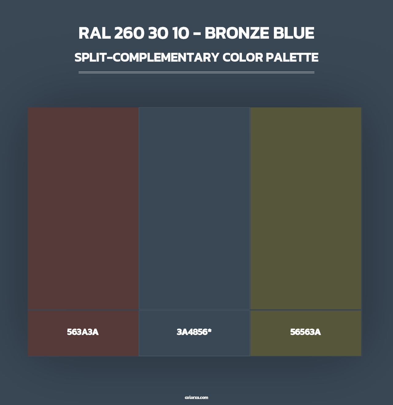 RAL 260 30 10 - Bronze Blue - Split-Complementary Color Palette
