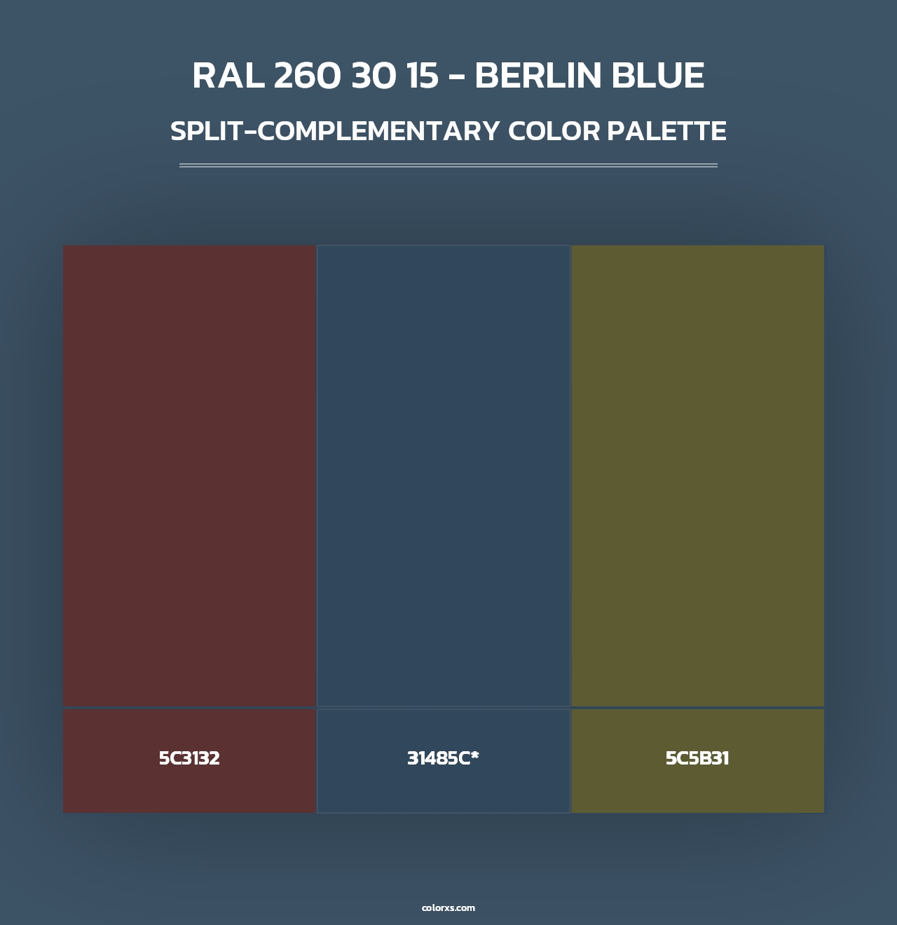 RAL 260 30 15 - Berlin Blue - Split-Complementary Color Palette