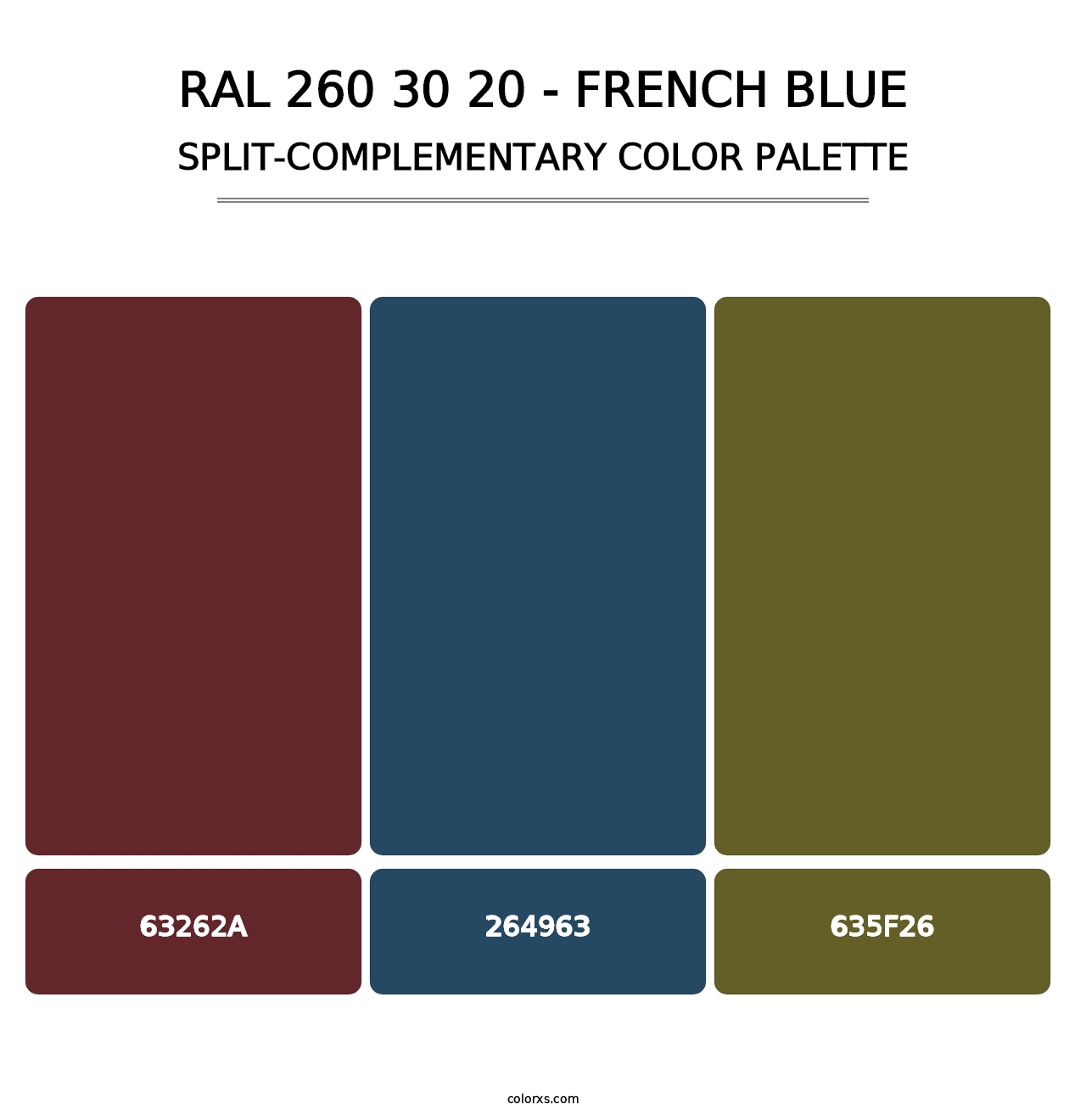 RAL 260 30 20 - French Blue - Split-Complementary Color Palette