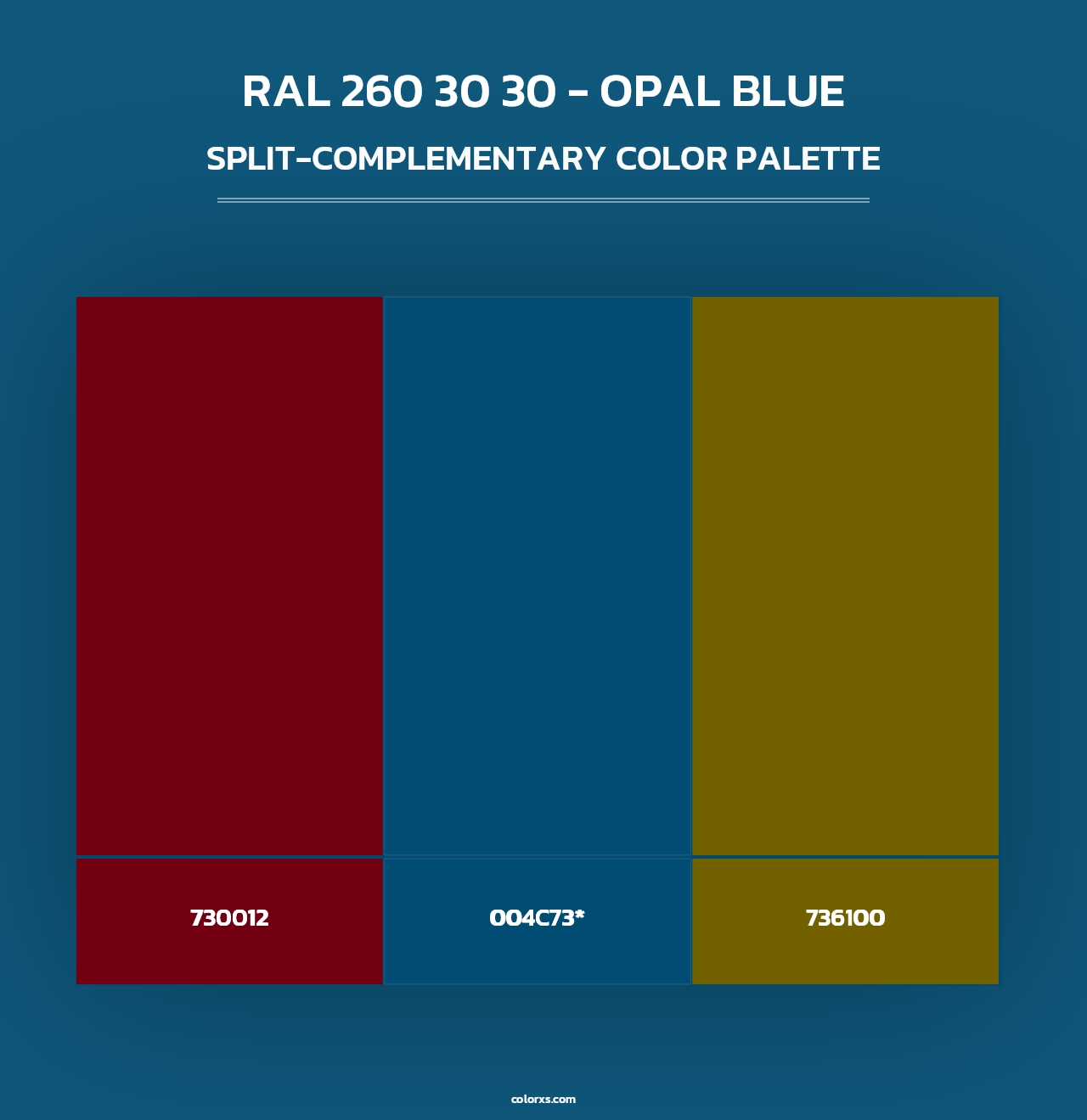 RAL 260 30 30 - Opal Blue - Split-Complementary Color Palette