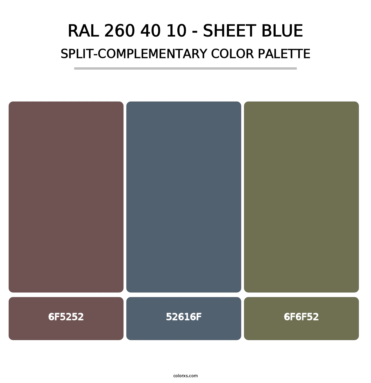 RAL 260 40 10 - Sheet Blue - Split-Complementary Color Palette