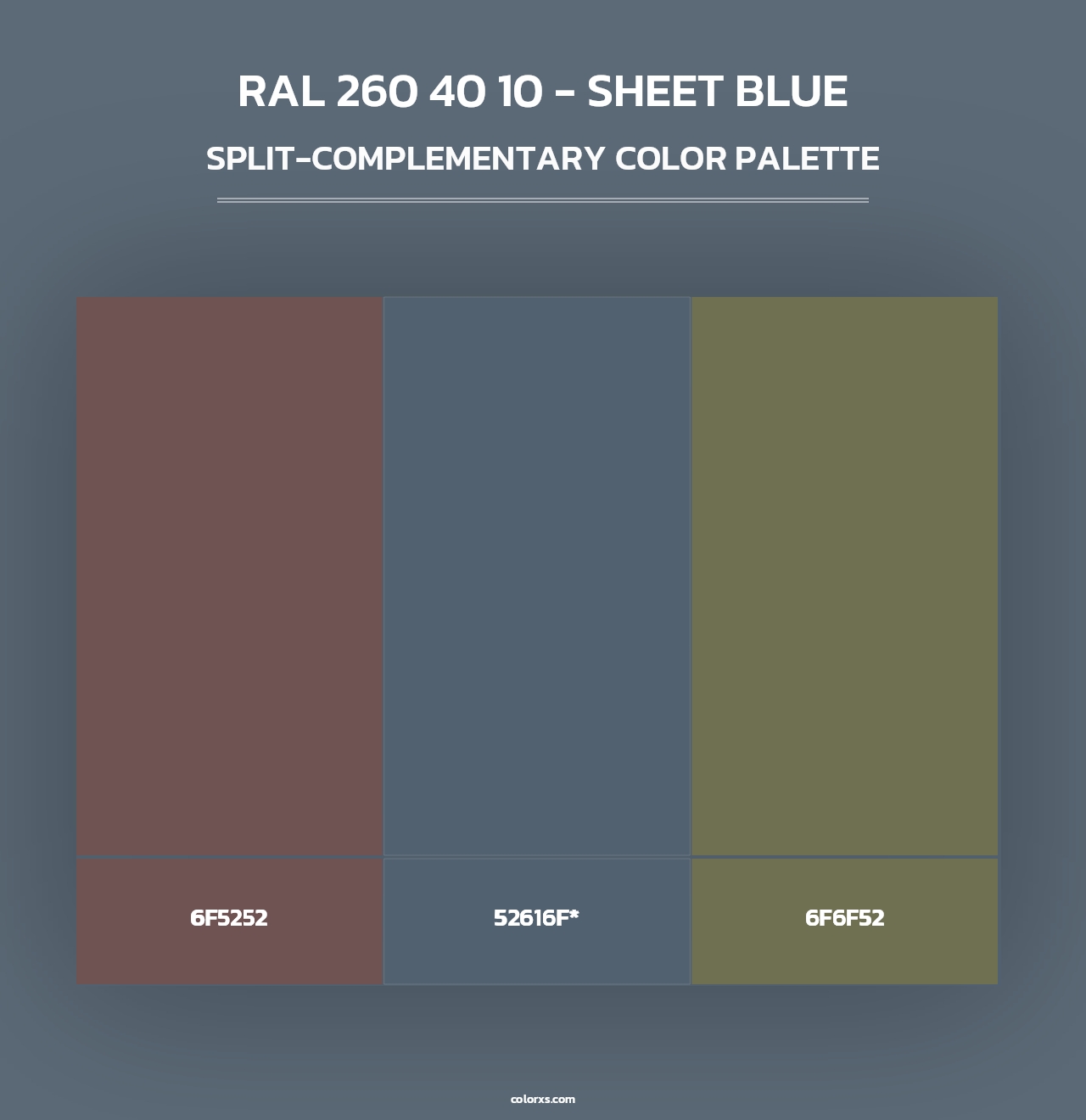RAL 260 40 10 - Sheet Blue - Split-Complementary Color Palette