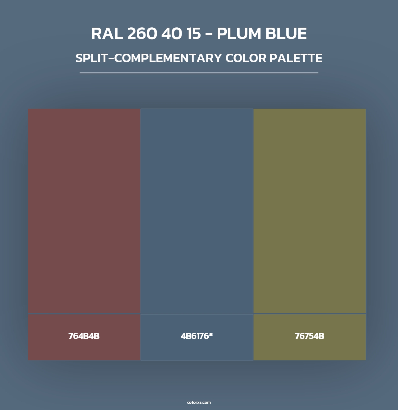 RAL 260 40 15 - Plum Blue - Split-Complementary Color Palette