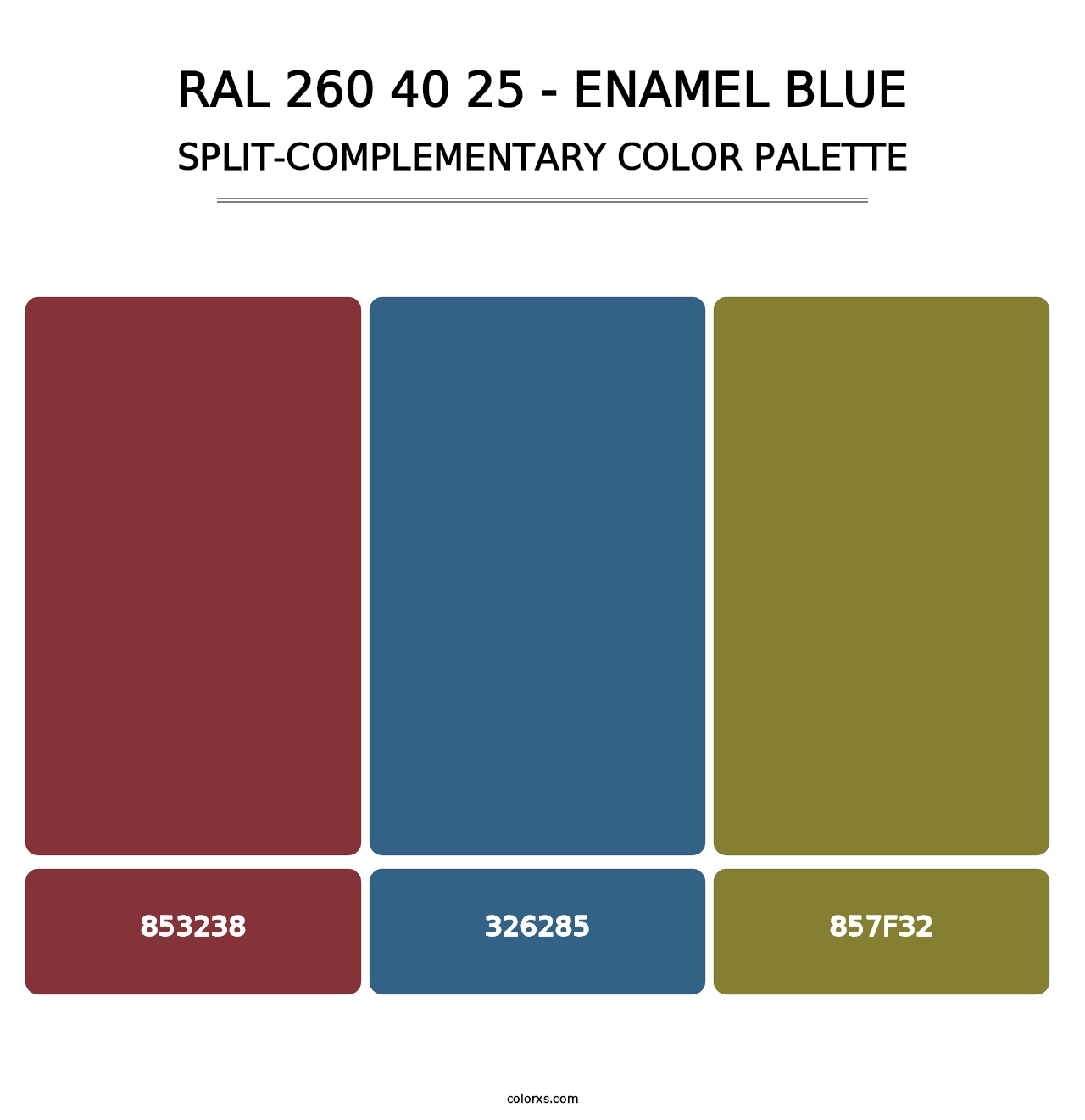 RAL 260 40 25 - Enamel Blue - Split-Complementary Color Palette