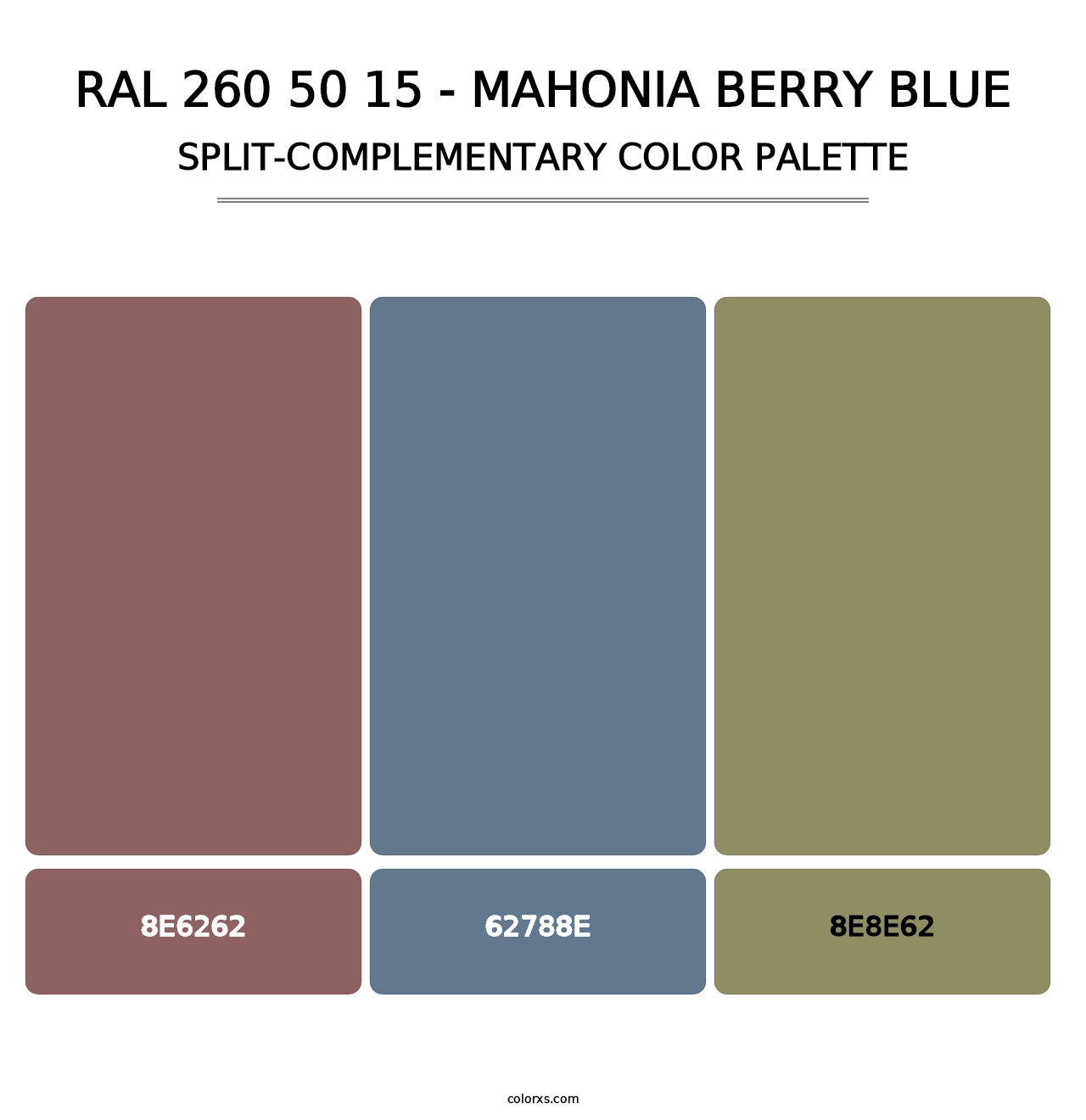 RAL 260 50 15 - Mahonia Berry Blue - Split-Complementary Color Palette