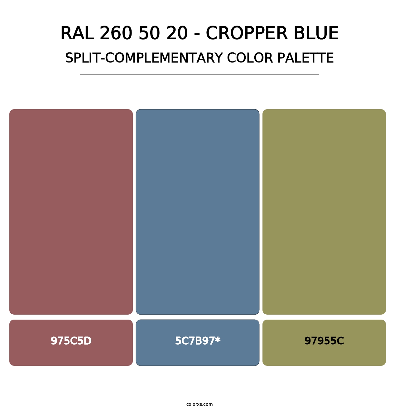 RAL 260 50 20 - Cropper Blue - Split-Complementary Color Palette