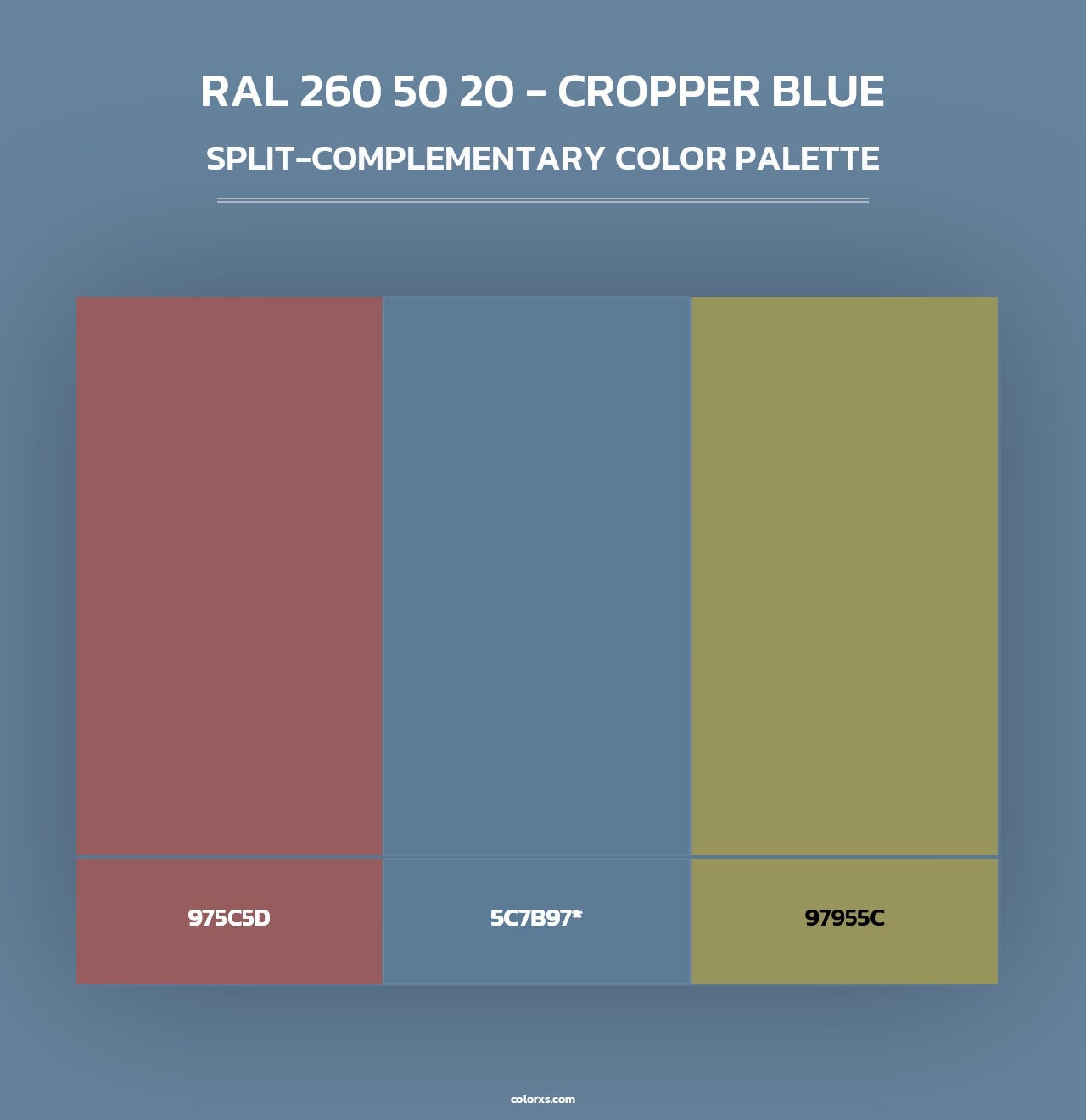 RAL 260 50 20 - Cropper Blue - Split-Complementary Color Palette