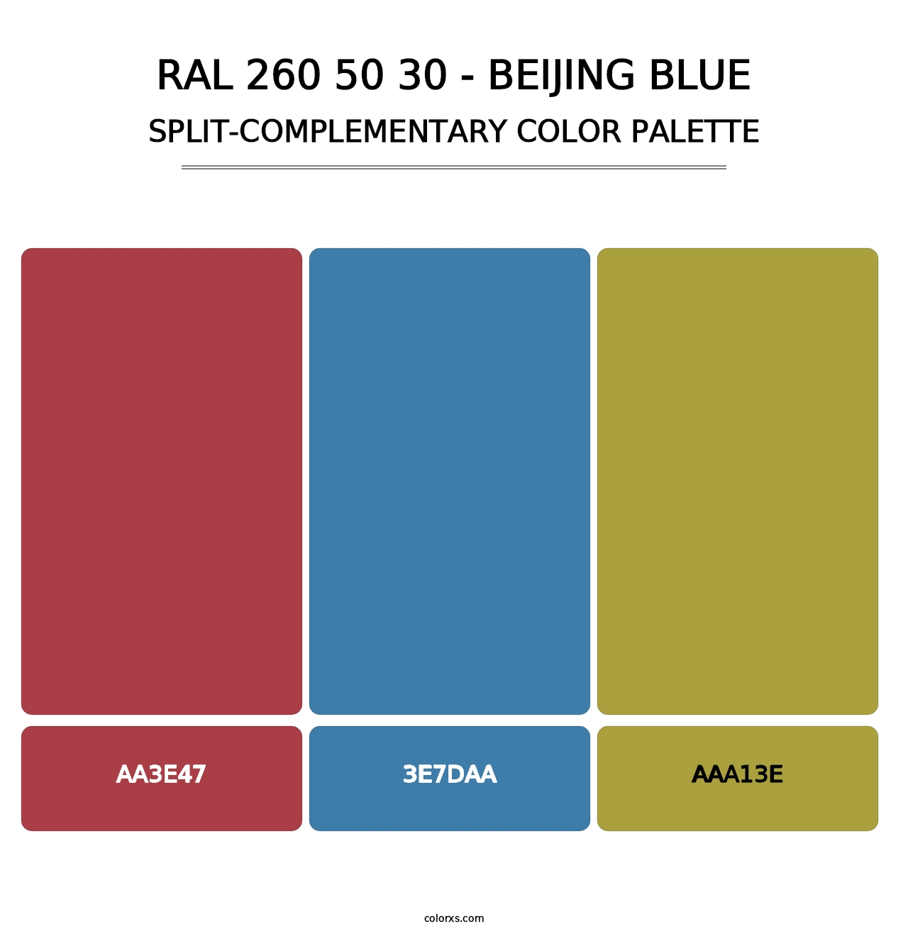 RAL 260 50 30 - Beijing Blue - Split-Complementary Color Palette