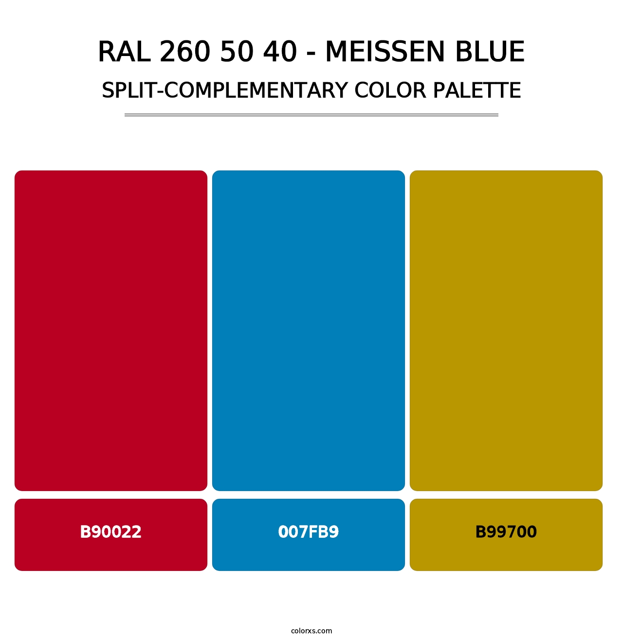 RAL 260 50 40 - Meissen Blue - Split-Complementary Color Palette