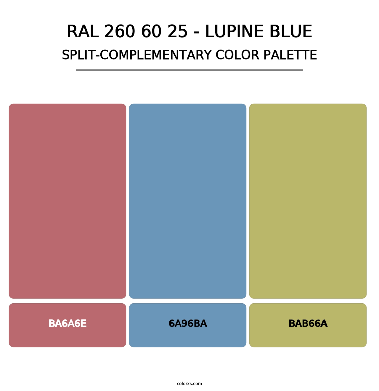 RAL 260 60 25 - Lupine Blue - Split-Complementary Color Palette