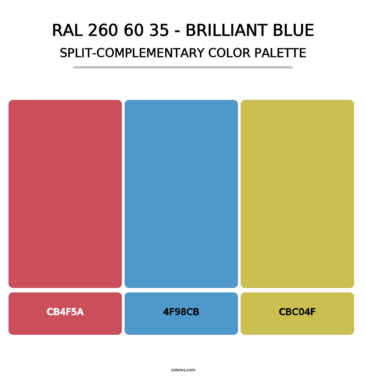 RAL 260 60 35 - Brilliant Blue - Split-Complementary Color Palette