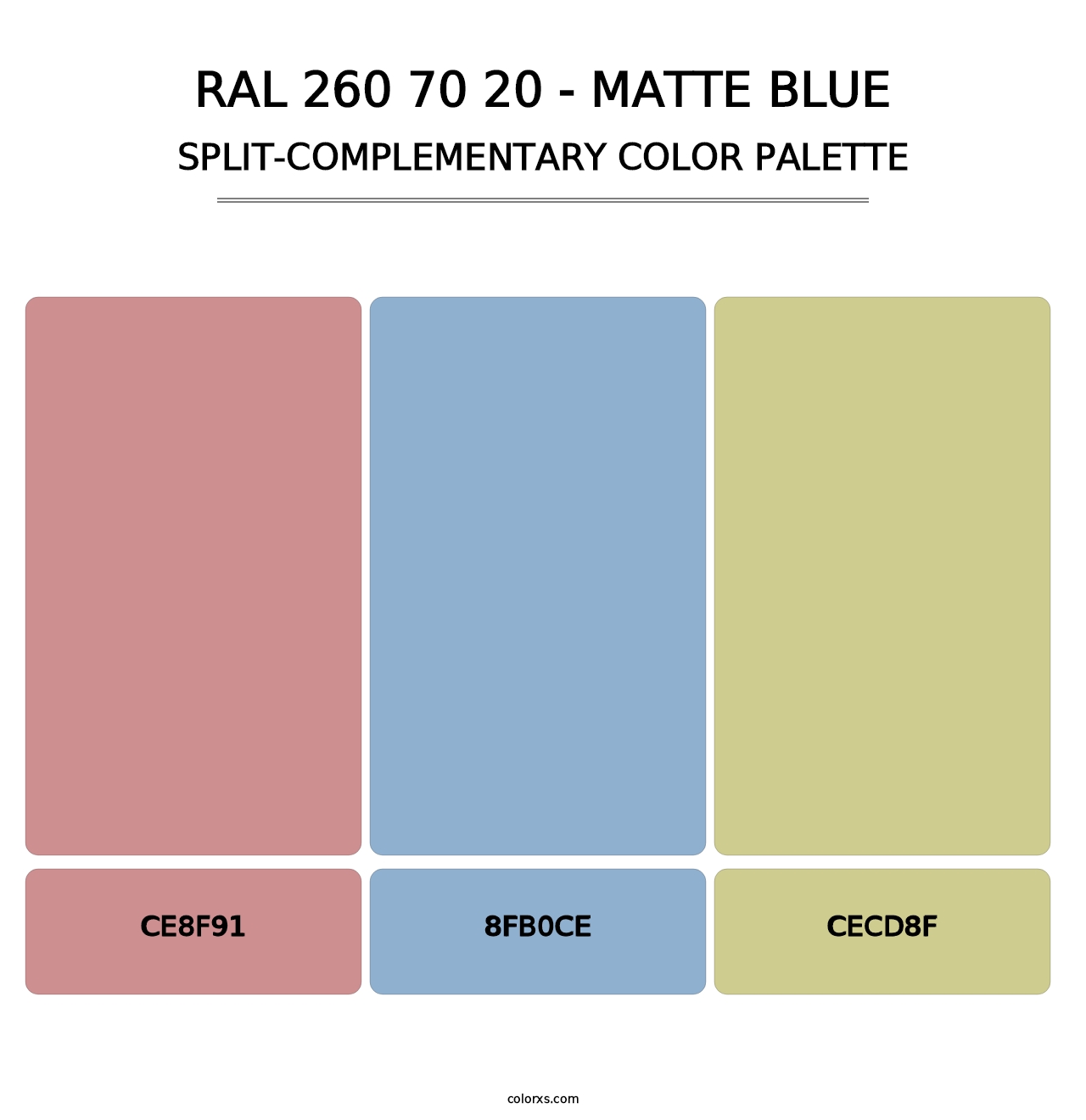 RAL 260 70 20 - Matte Blue - Split-Complementary Color Palette