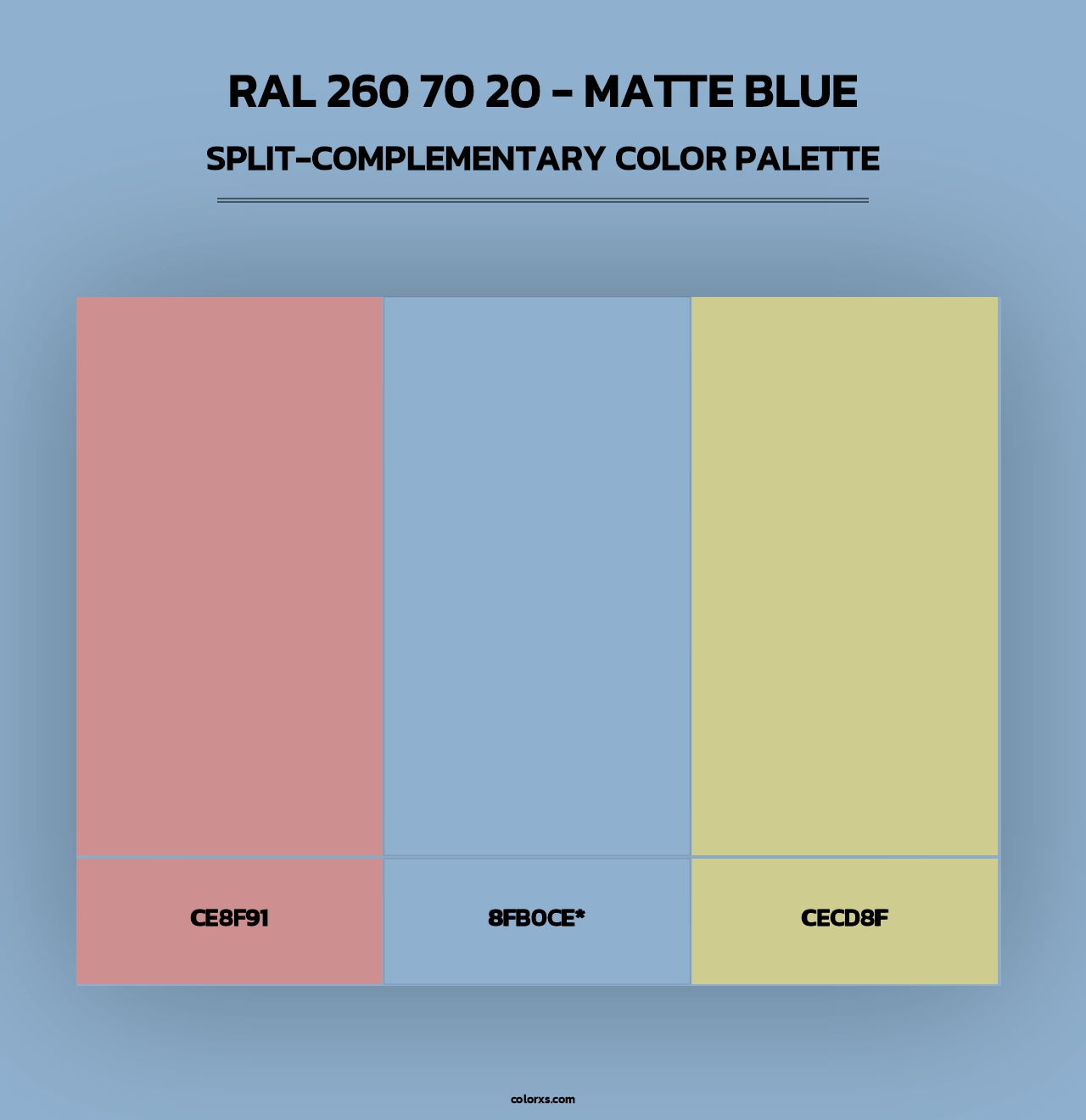 RAL 260 70 20 - Matte Blue - Split-Complementary Color Palette