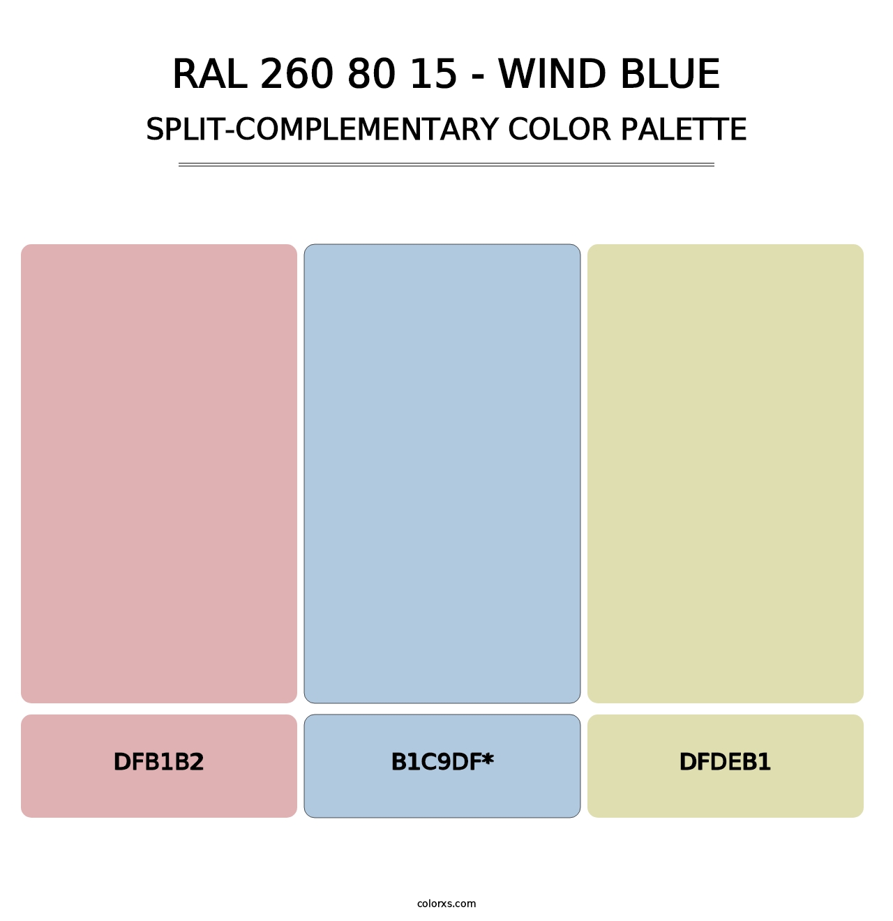 RAL 260 80 15 - Wind Blue - Split-Complementary Color Palette