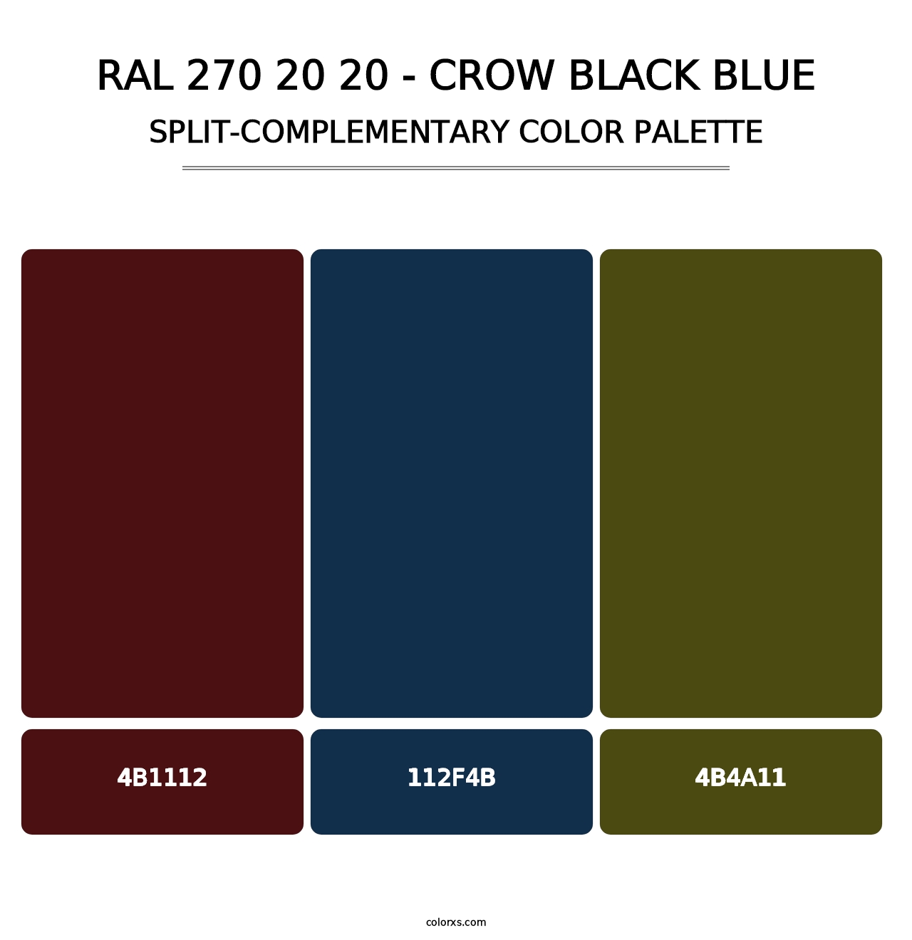RAL 270 20 20 - Crow Black Blue - Split-Complementary Color Palette