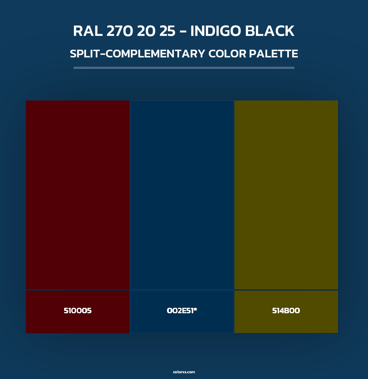 RAL 270 20 25 - Indigo Black - Split-Complementary Color Palette