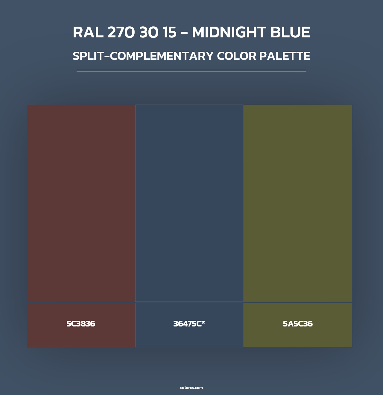 RAL 270 30 15 - Midnight Blue - Split-Complementary Color Palette