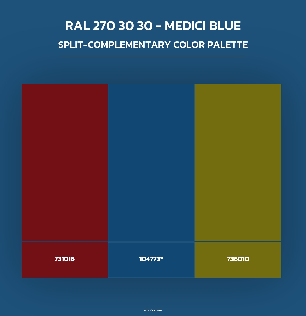 RAL 270 30 30 - Medici Blue - Split-Complementary Color Palette