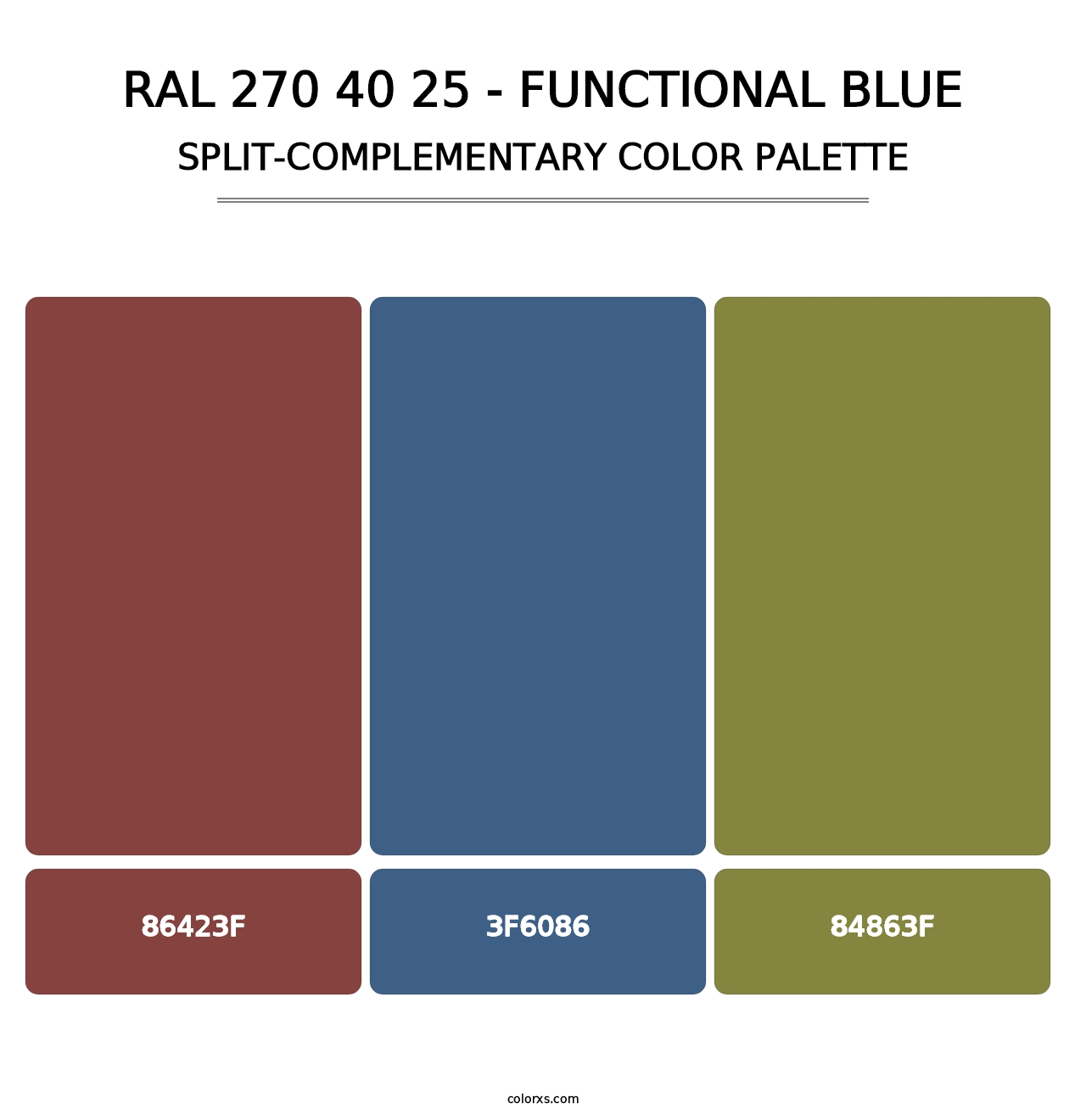 RAL 270 40 25 - Functional Blue - Split-Complementary Color Palette