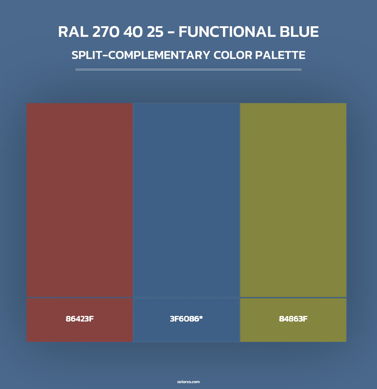 RAL 270 40 25 - Functional Blue - Split-Complementary Color Palette