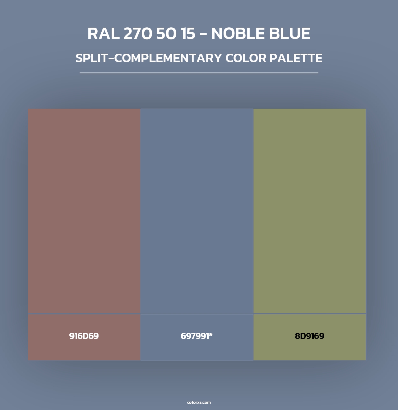RAL 270 50 15 - Noble Blue - Split-Complementary Color Palette