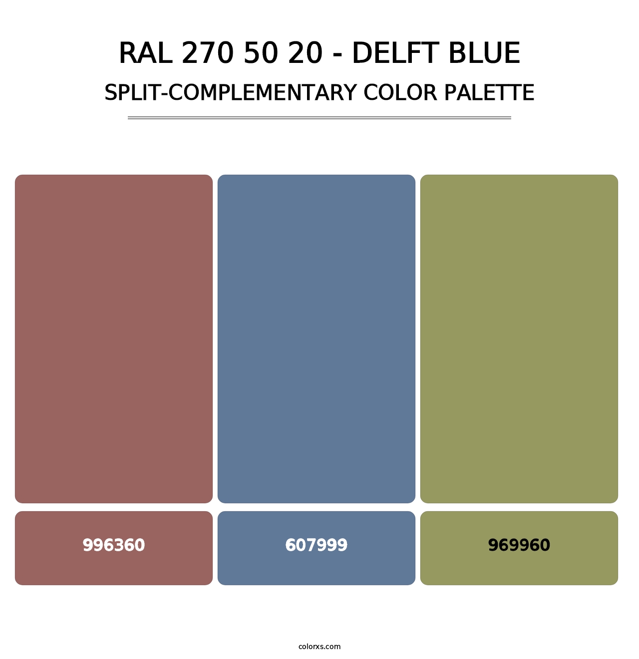 RAL 270 50 20 - Delft Blue - Split-Complementary Color Palette