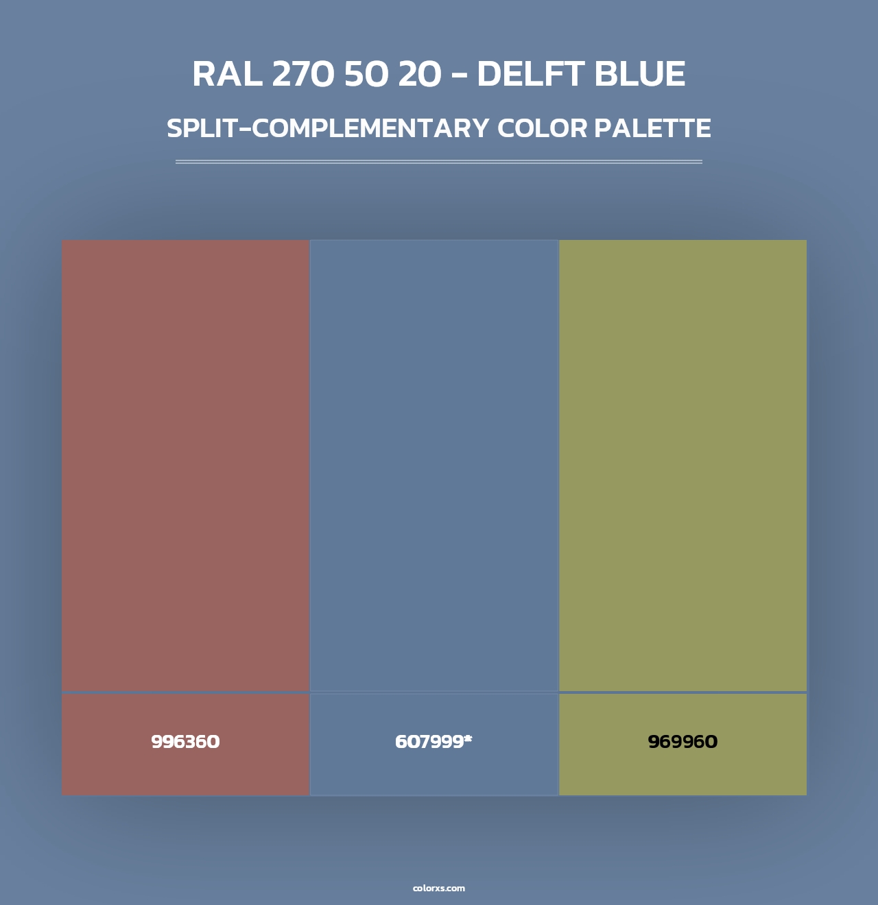 RAL 270 50 20 - Delft Blue - Split-Complementary Color Palette