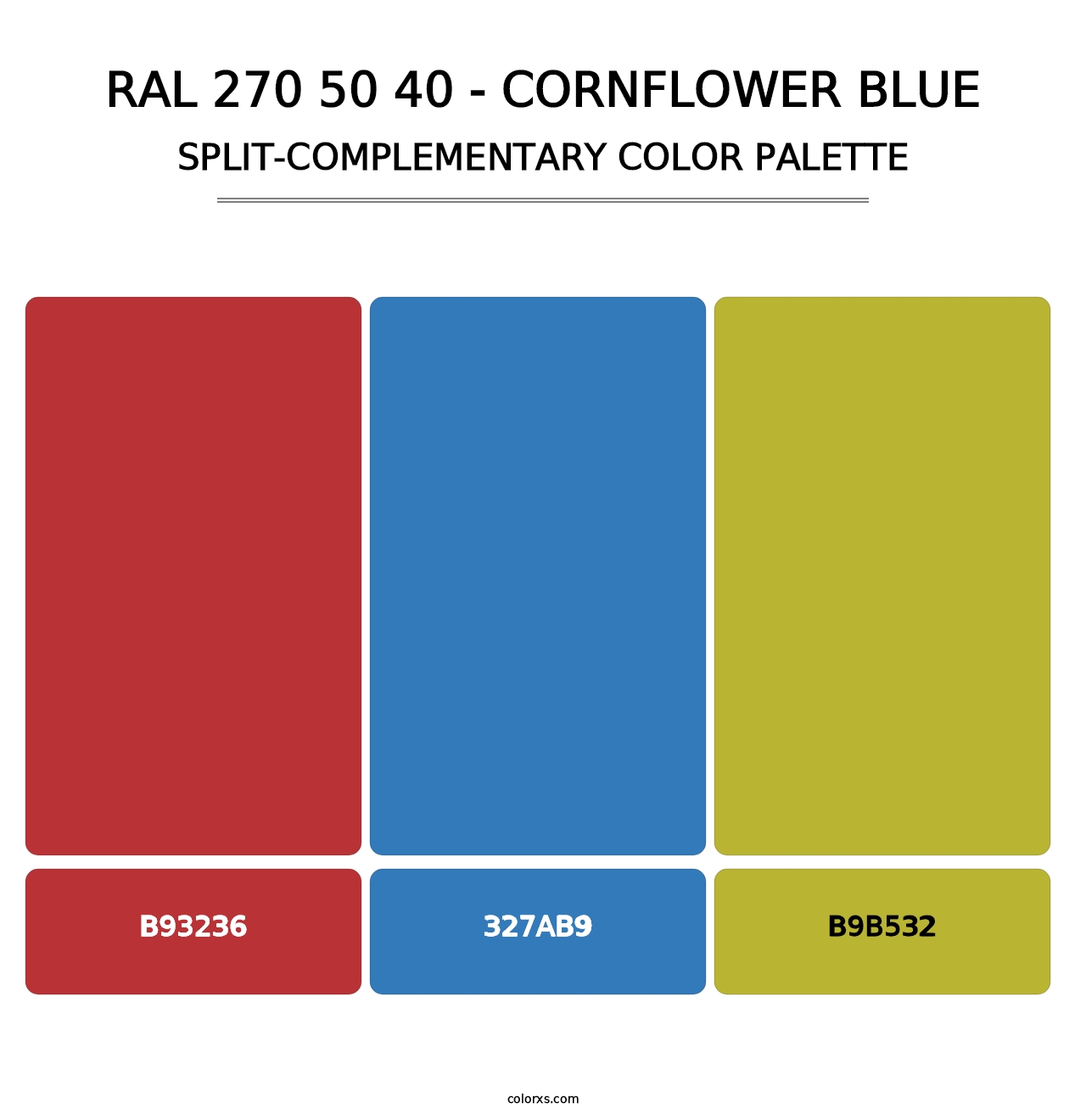 RAL 270 50 40 - Cornflower Blue - Split-Complementary Color Palette
