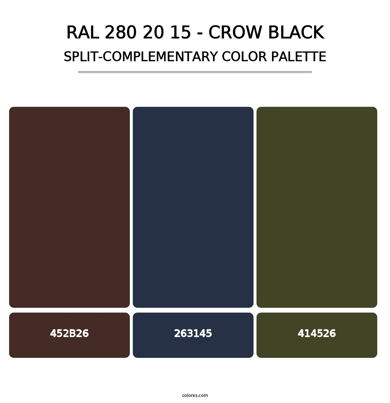 RAL 280 20 15 - Crow Black - Split-Complementary Color Palette