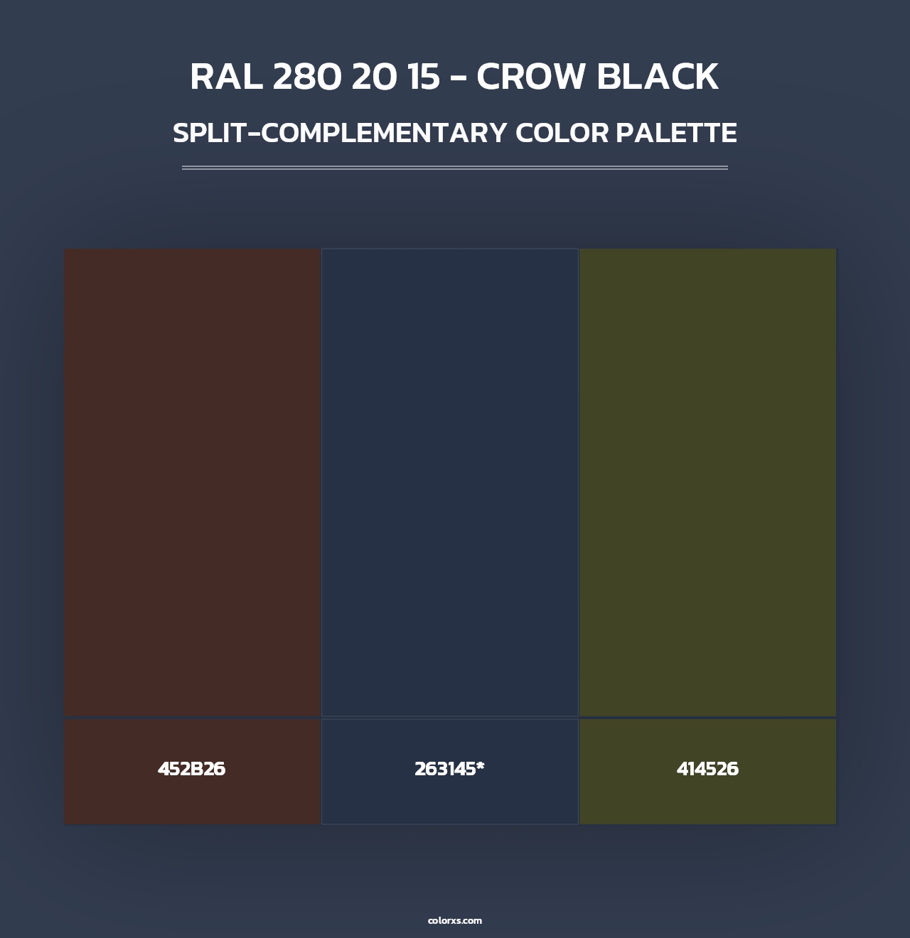 RAL 280 20 15 - Crow Black - Split-Complementary Color Palette
