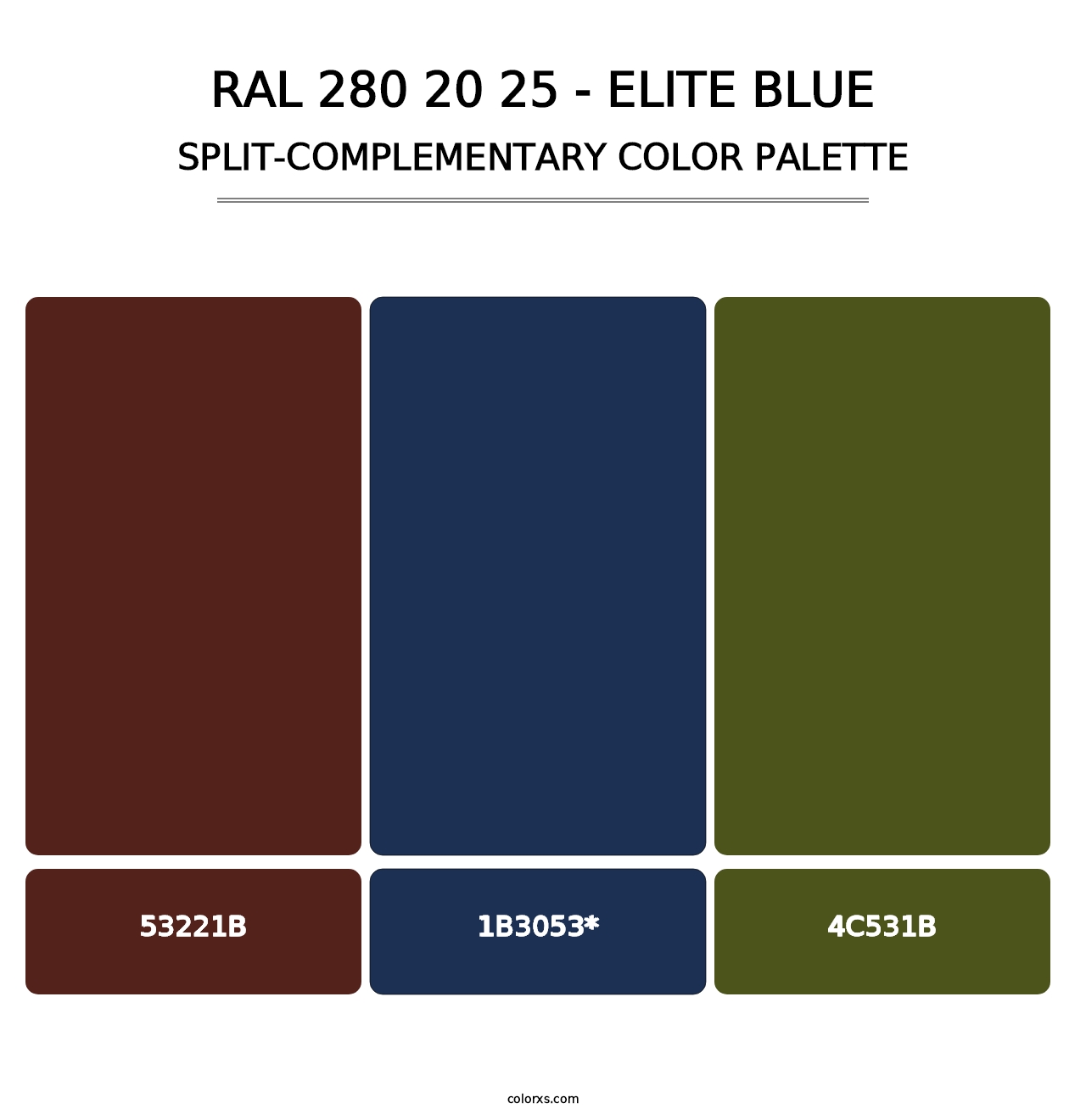 RAL 280 20 25 - Elite Blue - Split-Complementary Color Palette