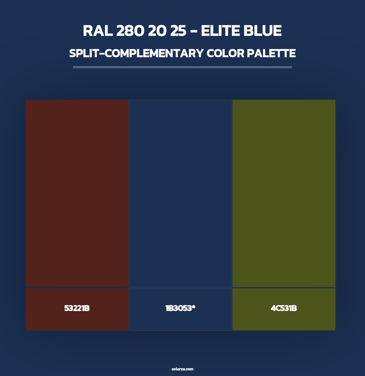 RAL 280 20 25 - Elite Blue - Split-Complementary Color Palette