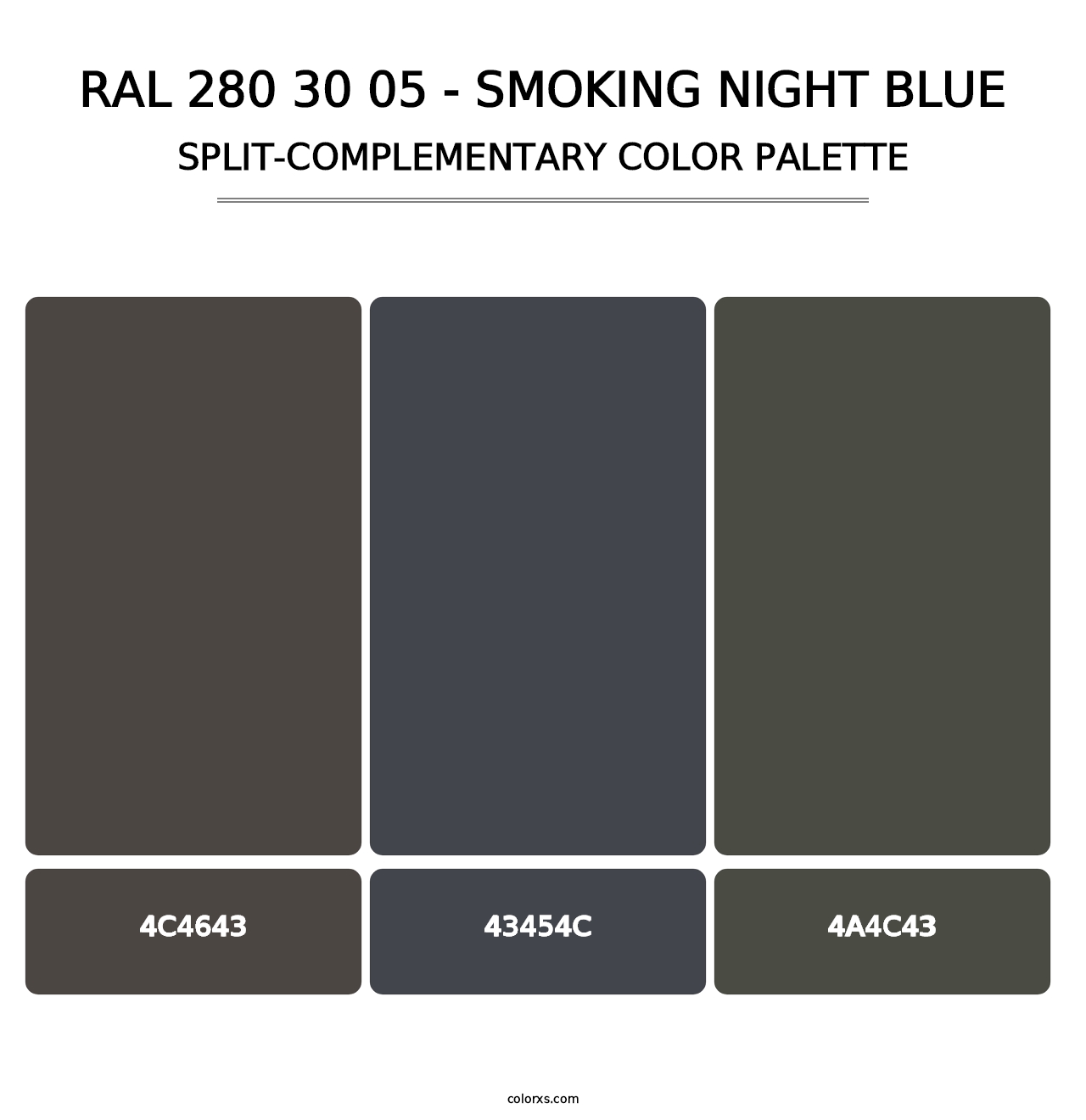 RAL 280 30 05 - Smoking Night Blue - Split-Complementary Color Palette