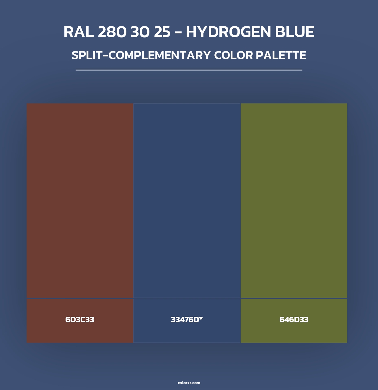 RAL 280 30 25 - Hydrogen Blue - Split-Complementary Color Palette