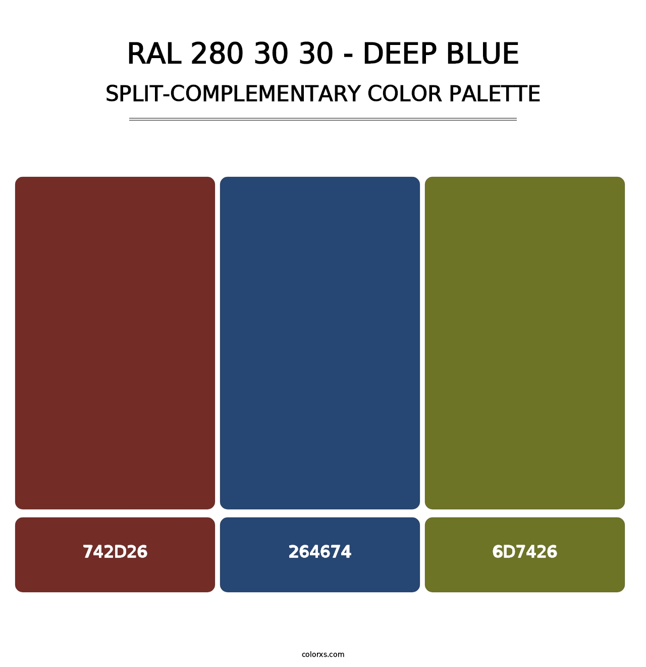 RAL 280 30 30 - Deep Blue - Split-Complementary Color Palette