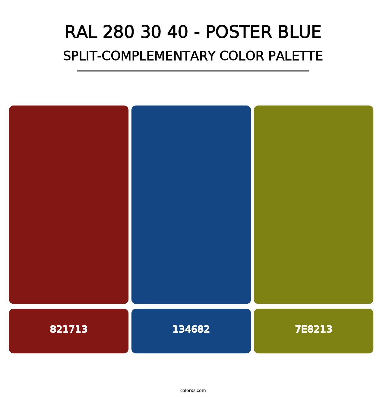 RAL 280 30 40 - Poster Blue - Split-Complementary Color Palette